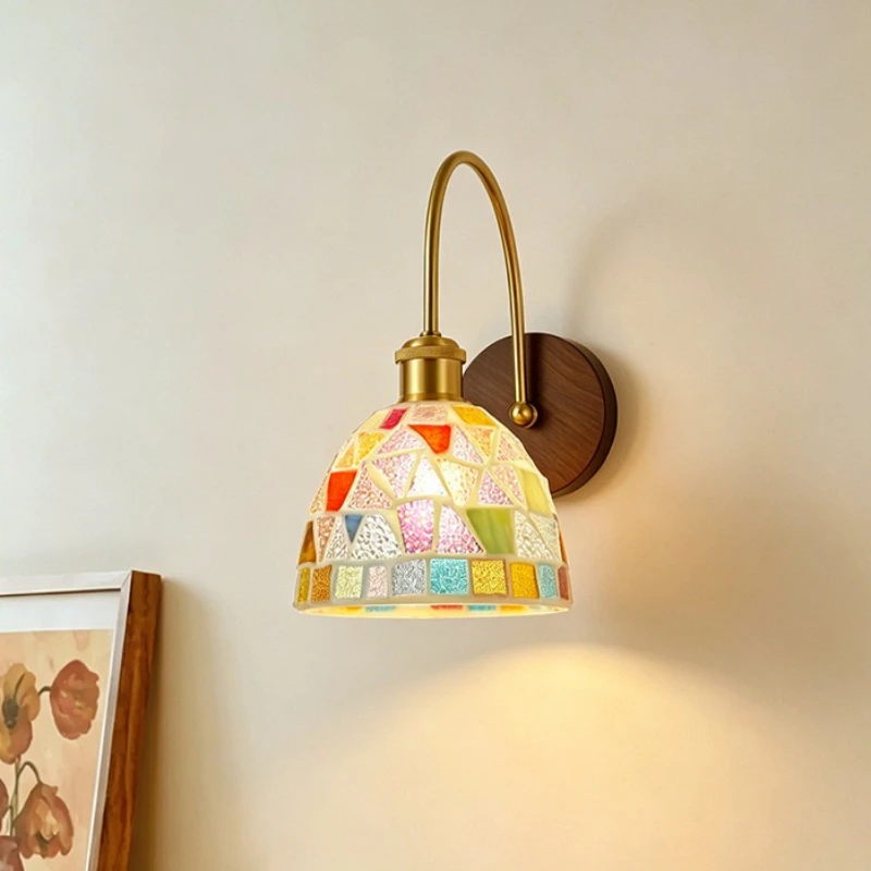 Nordic Classical Colorful Splicing Glass Wall Lamps Bedroom Beside Light Fixture Living Room Decor Ailse Led Illumination Lights