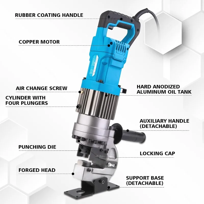 1300W Electric Hydraulic Hole Puncher Φ1/4"-4/5" Hydraulic Punching Machine Punching Tool with 5 Dies