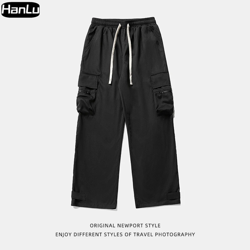 Men's Spring Loose Harajuku 3D Large Pocket Workwear Pants Women's Fashion Micro Wide Leg Japanese Casual Pants Plus Size