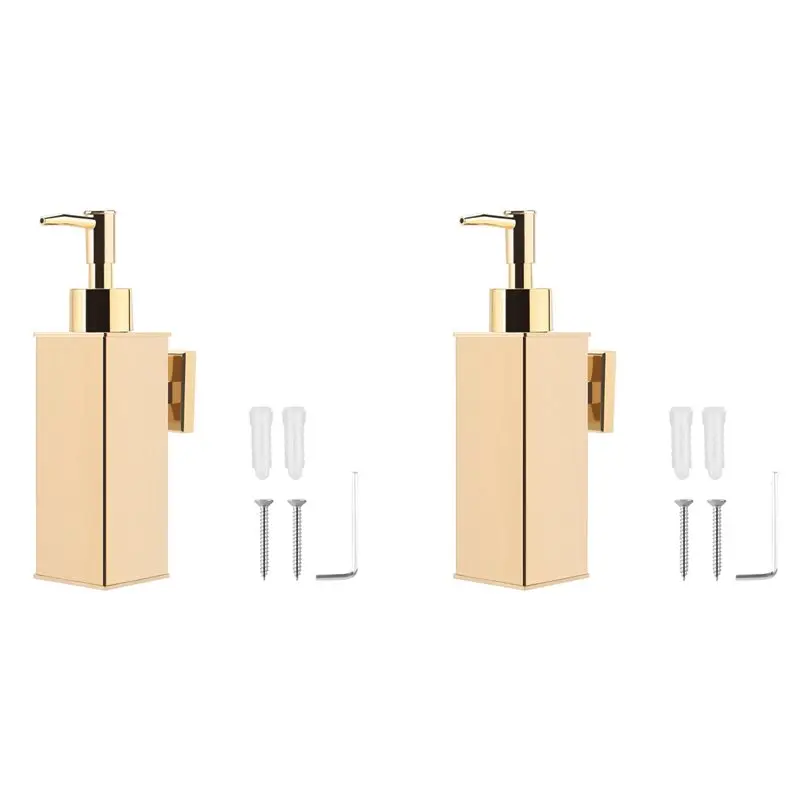 BHTS-2X Liquid Soap Dispenser Bathroom Wall Mounted Gold Shower Gel Detergent Shampoo Bottle For Kitchen Hotel Home