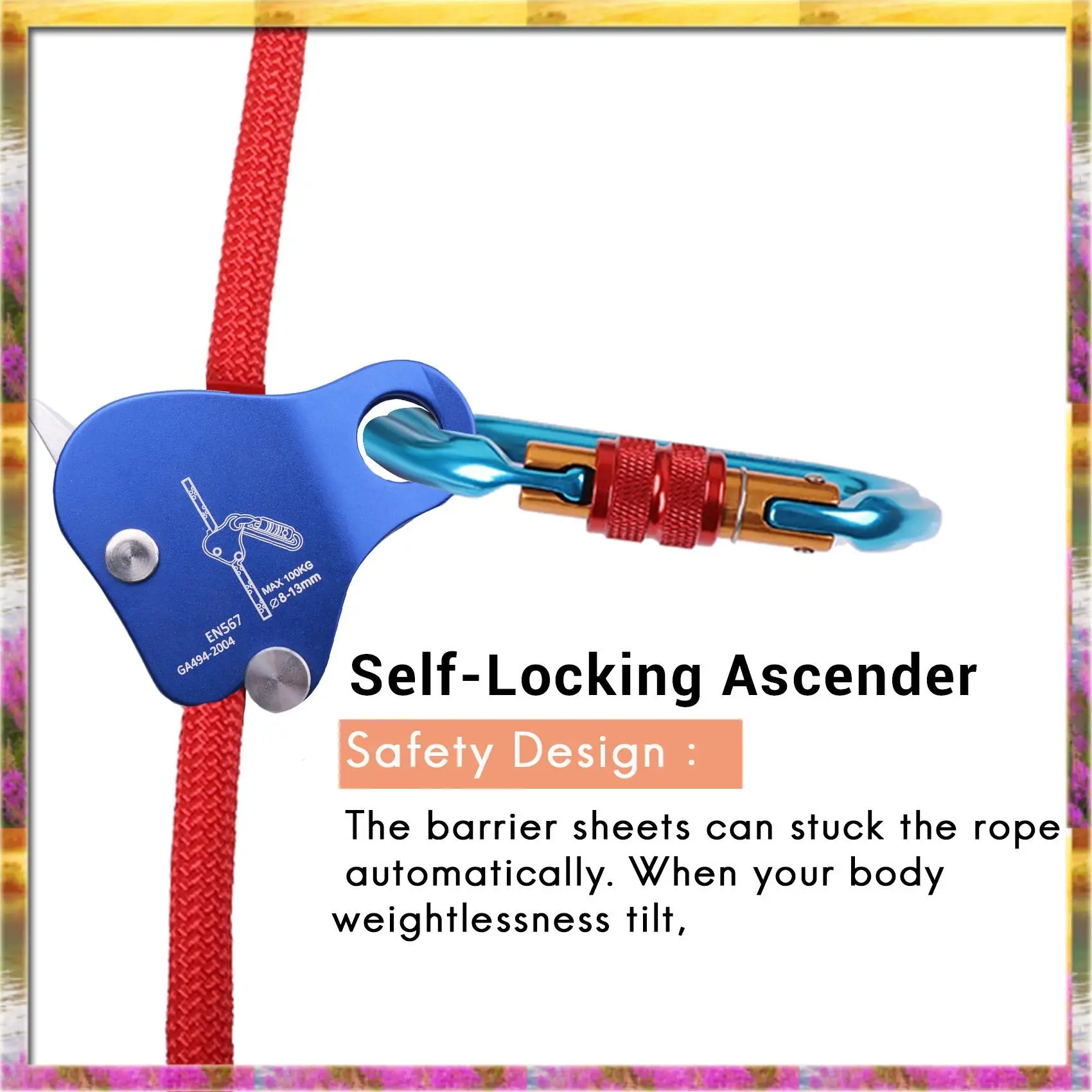 

Budget-Friendly Rope Ascender,Rock Climbing Tree Arborist Rope Grab Self-Locking Rope Grip For Outdoor Climbing And Rescue 8-13M