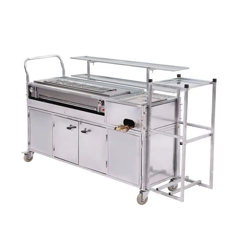 Gas BBQ Oven Stall Night Market Smoke-Free Barbecue Car Mobile Barbecue Shelf Barbecue Oven Gas Fryer Car