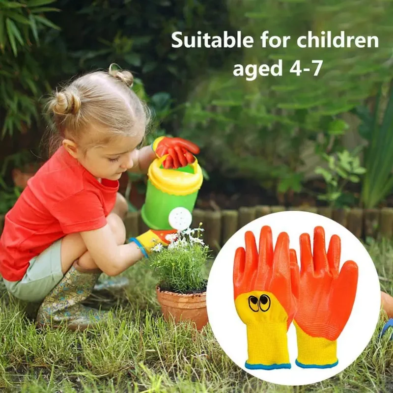 Children's Waterproof Horticultural Rubber Gloves Durable Stab Proof and Bite Resistant Gloves Kindergarten Sea Planting Tools