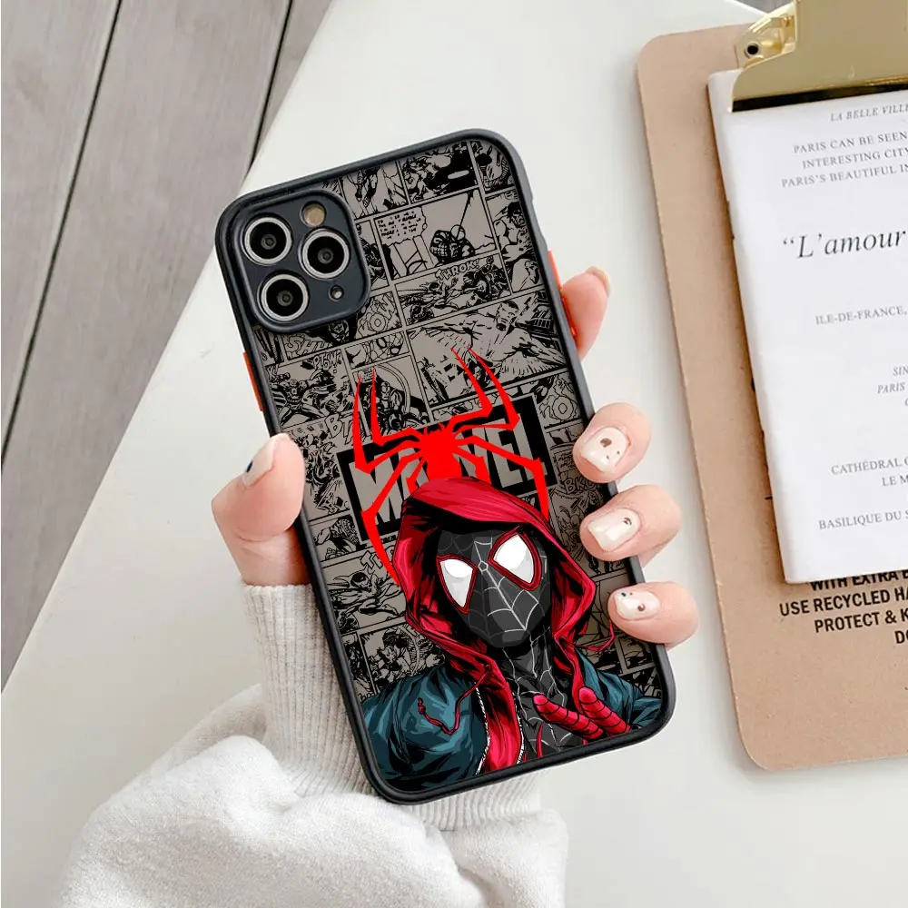 Spiderman Miles Morales Gwen Matte Case For iPhone 17E 17 16 16E 15 14 13 12 11 Pro Max 17 Air 7 8 Plus XR X Marvel Comics Cover view 5