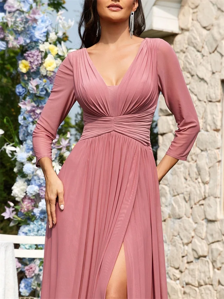 Elegant Pleated Long Bridesmaid Dresses 2025 Wedding Party Luxury Women Formal Chiffon Evening Dress Graduation Gowns