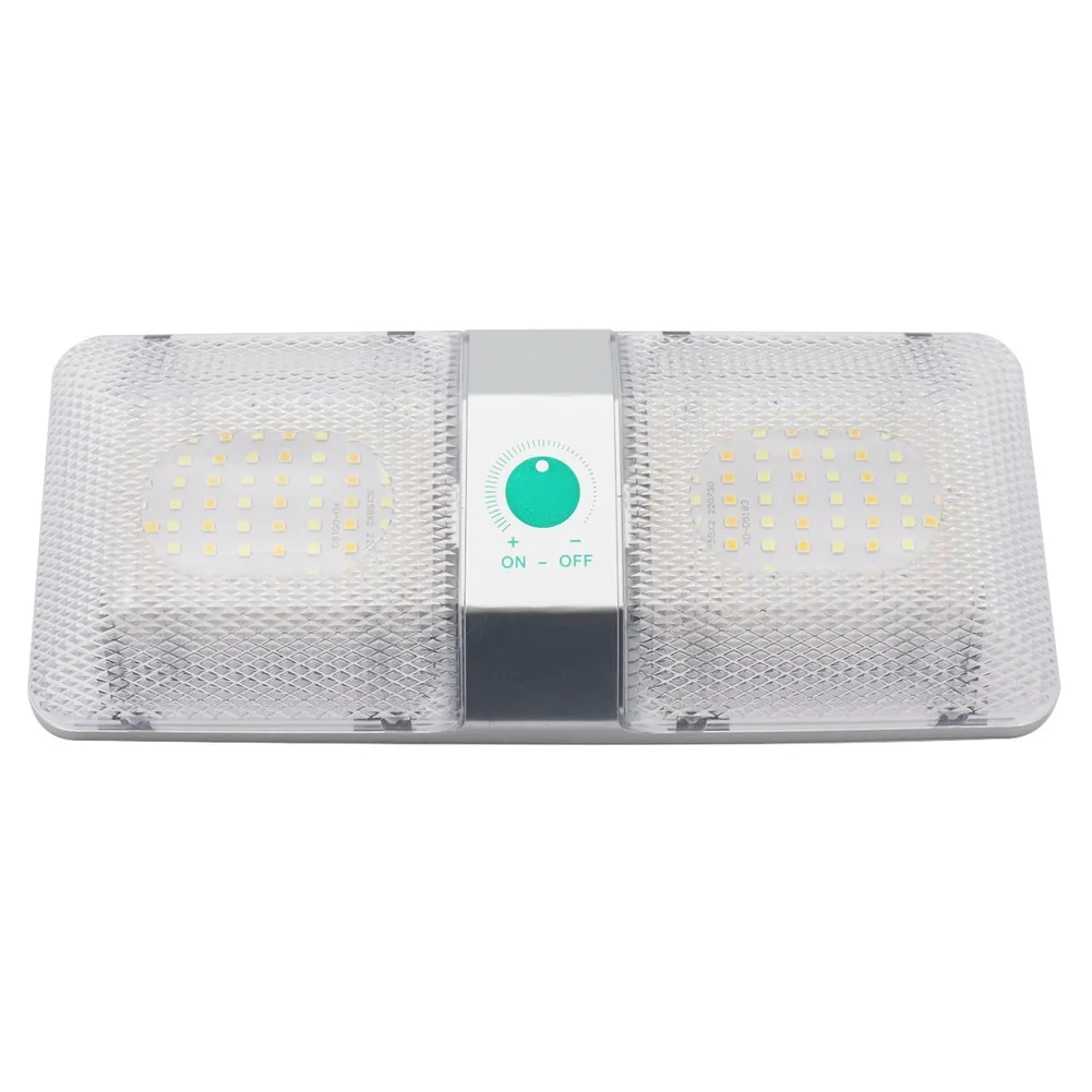 Car LED RV Ceiling Light, 12V Reading Light, Car Interior Light, Rectangular Touch-sensitive Three-color Dimming Ceiling Light.