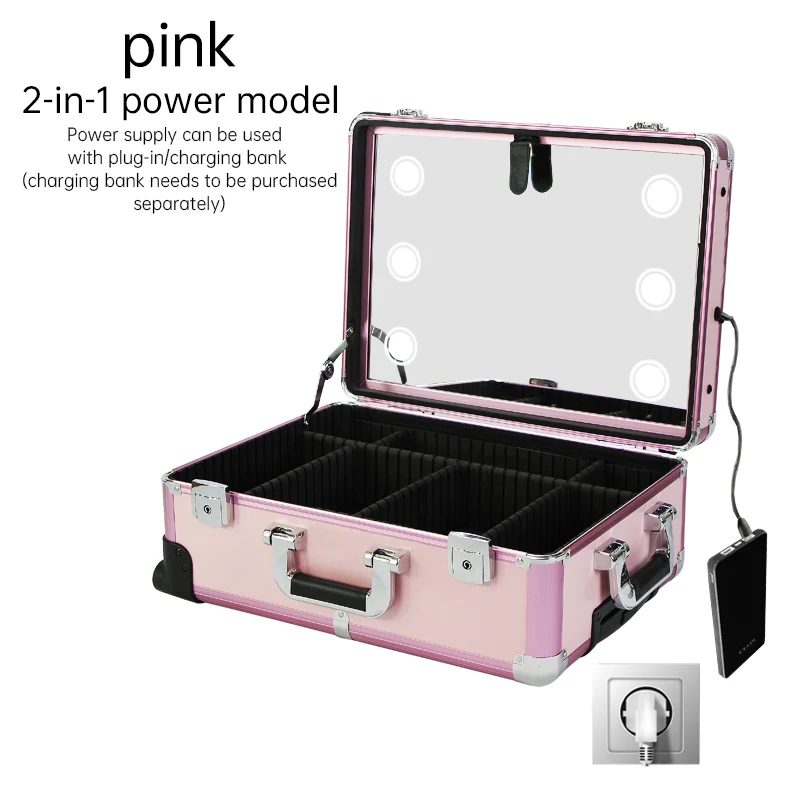 makeup case is perfect for professional artists who are always on the go comes equipped with wheels and a built-in light