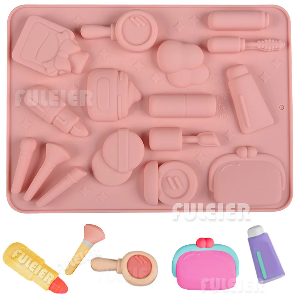 1pcs cosmetic shape silicone cake mold Ladies lipstick eyeshadow chocolate candy mold Baking mold