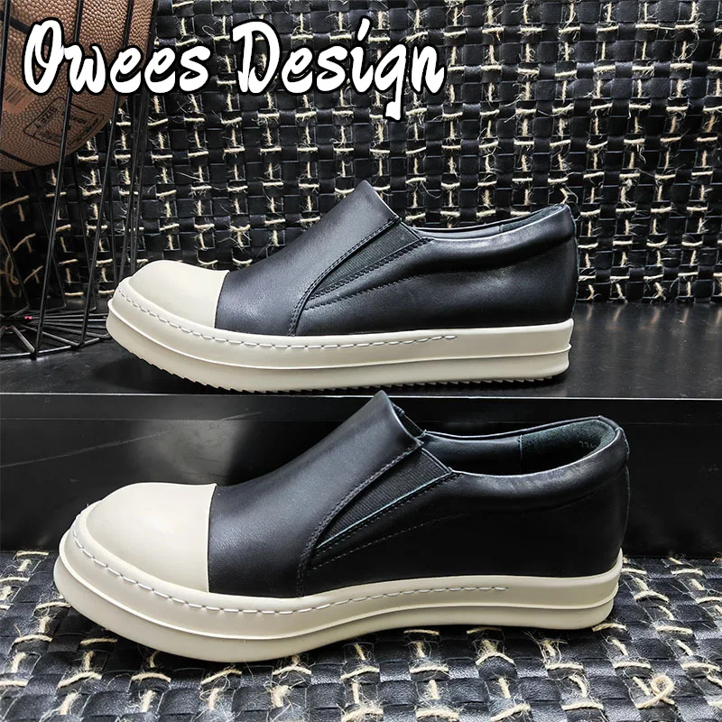 Owees Design Casual Slip-on Rick Shoes Women New Fashion Trend Real Leather Boots Men Low Top Quality Loafers Unisex Sneakers