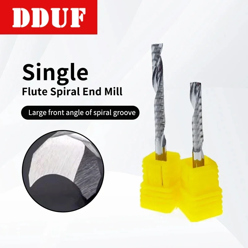 DDUF Single Flute End Mill For Wood/Plastic/Acrylic 1 Flute 3.175/4/5/6/8mm Shank CNC Router Bits Milling Cutter For Wood