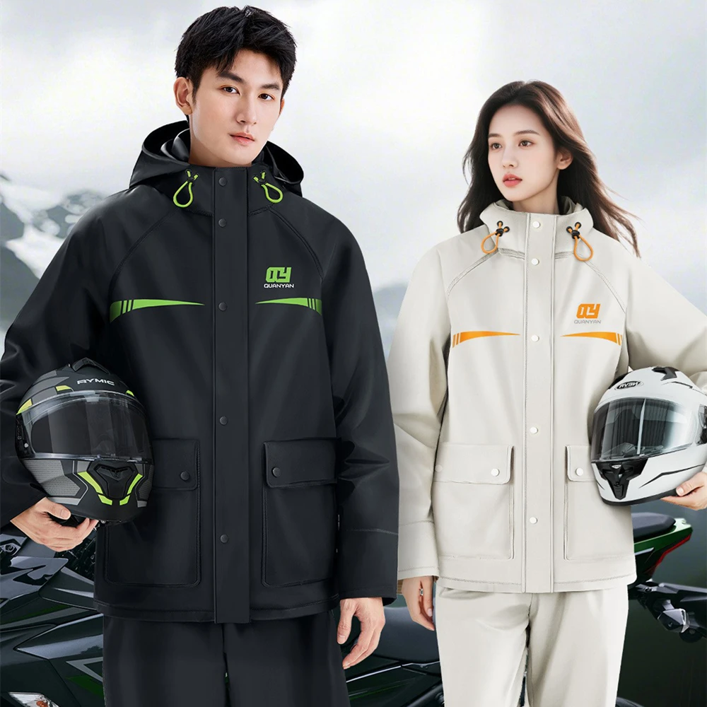 Waterproof Raincoat with Rain Pants PVC Rain Pants Set for Adults Split Rain Jacket Poncho Rainproof Outdoor Cycling Rainwear