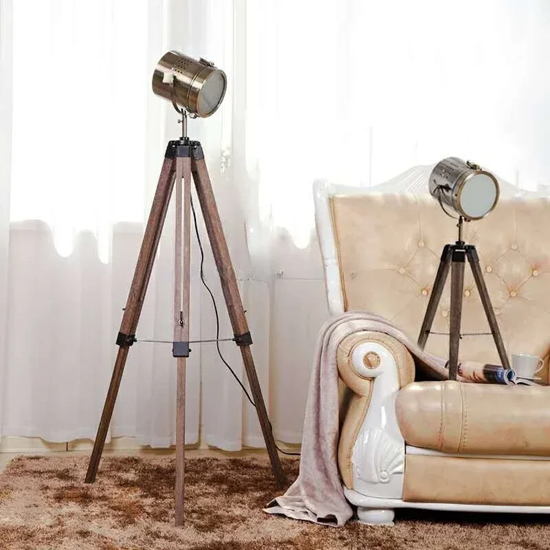 cheap antique retro wood tripod floor lamp for AF911AB