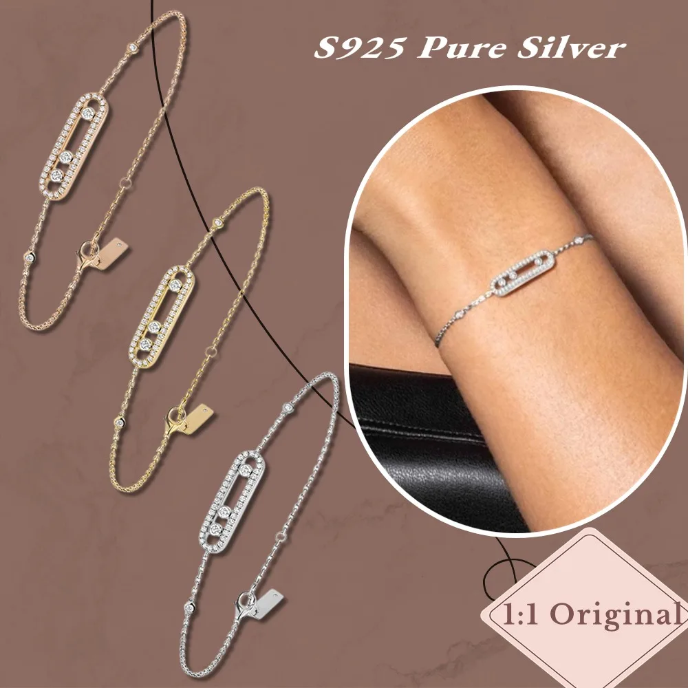 Elegant original BABY MOVE PAVE White Gold Diamond Bracelet Sterling Silver 925 Bracelets Luxury woman Jewelry Accessories