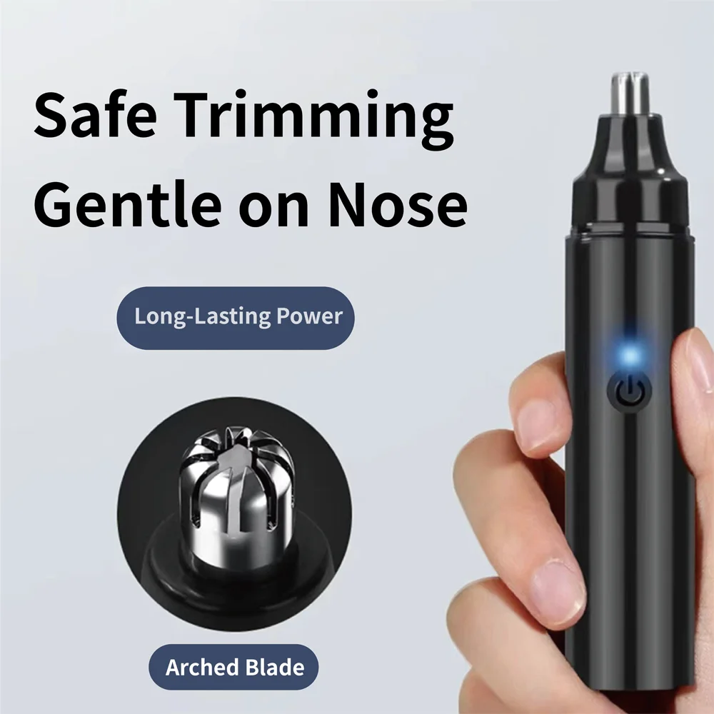 

Электрический триммер для волос в носу, безопасный, не повреждает волосы в носу, не застрявшие волосы, многофункциональный электрический триммер для бритья волос в носу, триммер для бровей