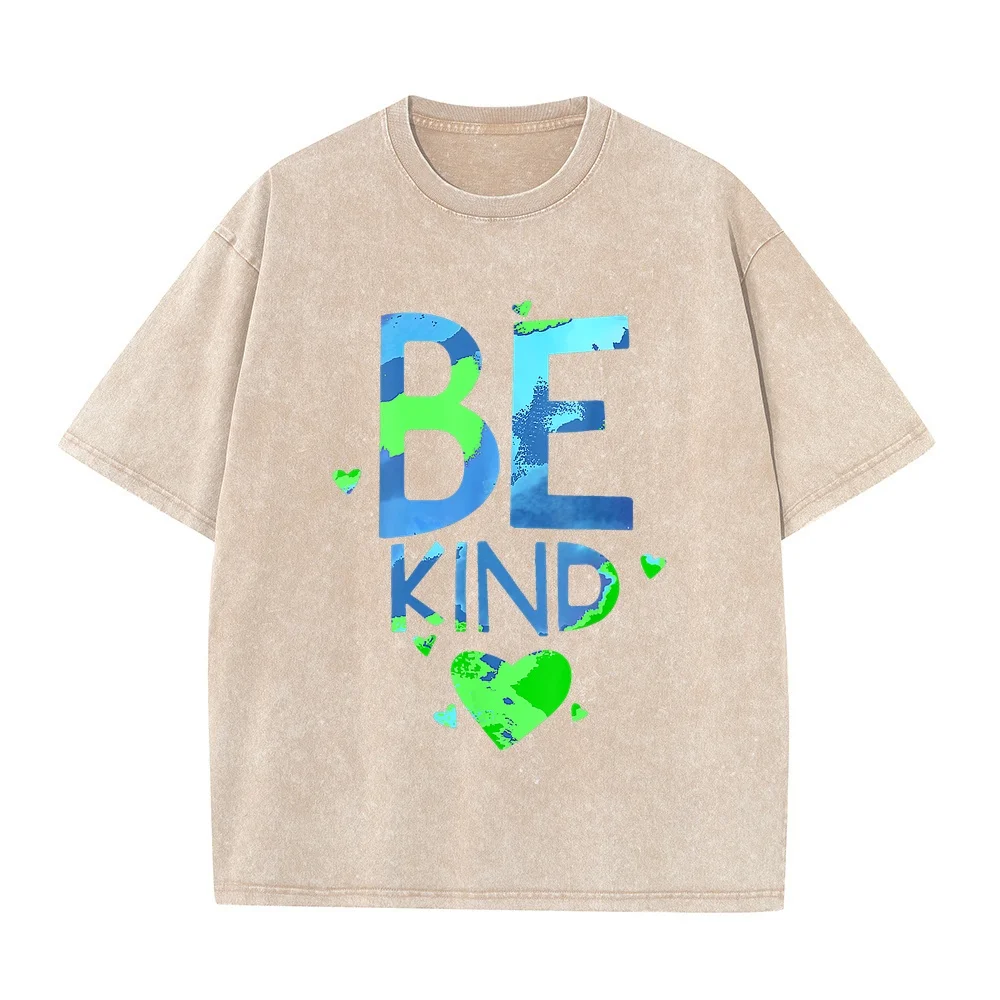 Be Nice Kind Earth T-Shirt Men Haikyuu Camisas De Hombre Gift Idea For Friend Solid Color Printed Tee 100 Cotton Shirt Summer