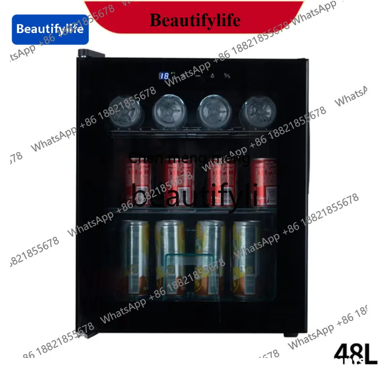 a56 Refrigerated Display Refrigerator Transparent Glass Door Air Cooling Side Opening Single Door Black Ice Bar