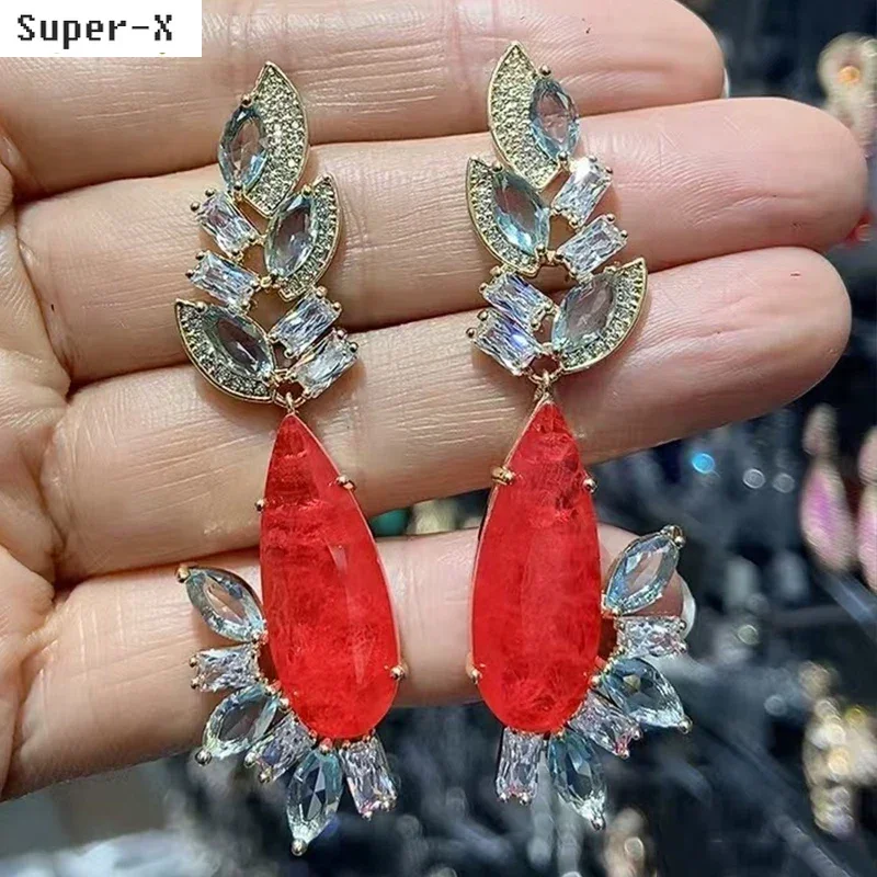 unique earrings for women leaf plant tear drop pendant earrings red orange white