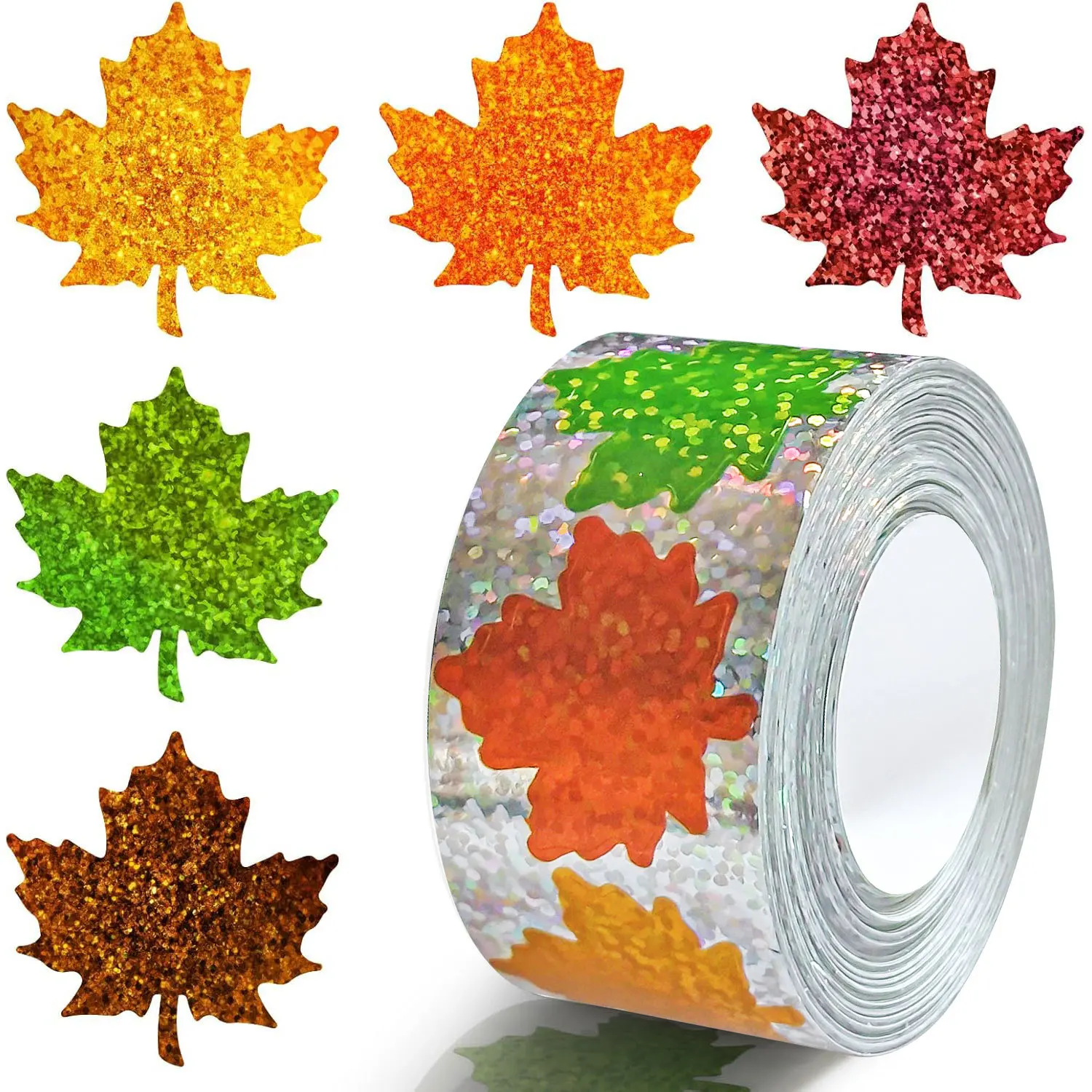 

500 Pcs Colorful Maple Leaf Decals for DIY Crafts Waterproof Laser Autumn Leaf Stickers for Party Gifts Invitation Cards Decor