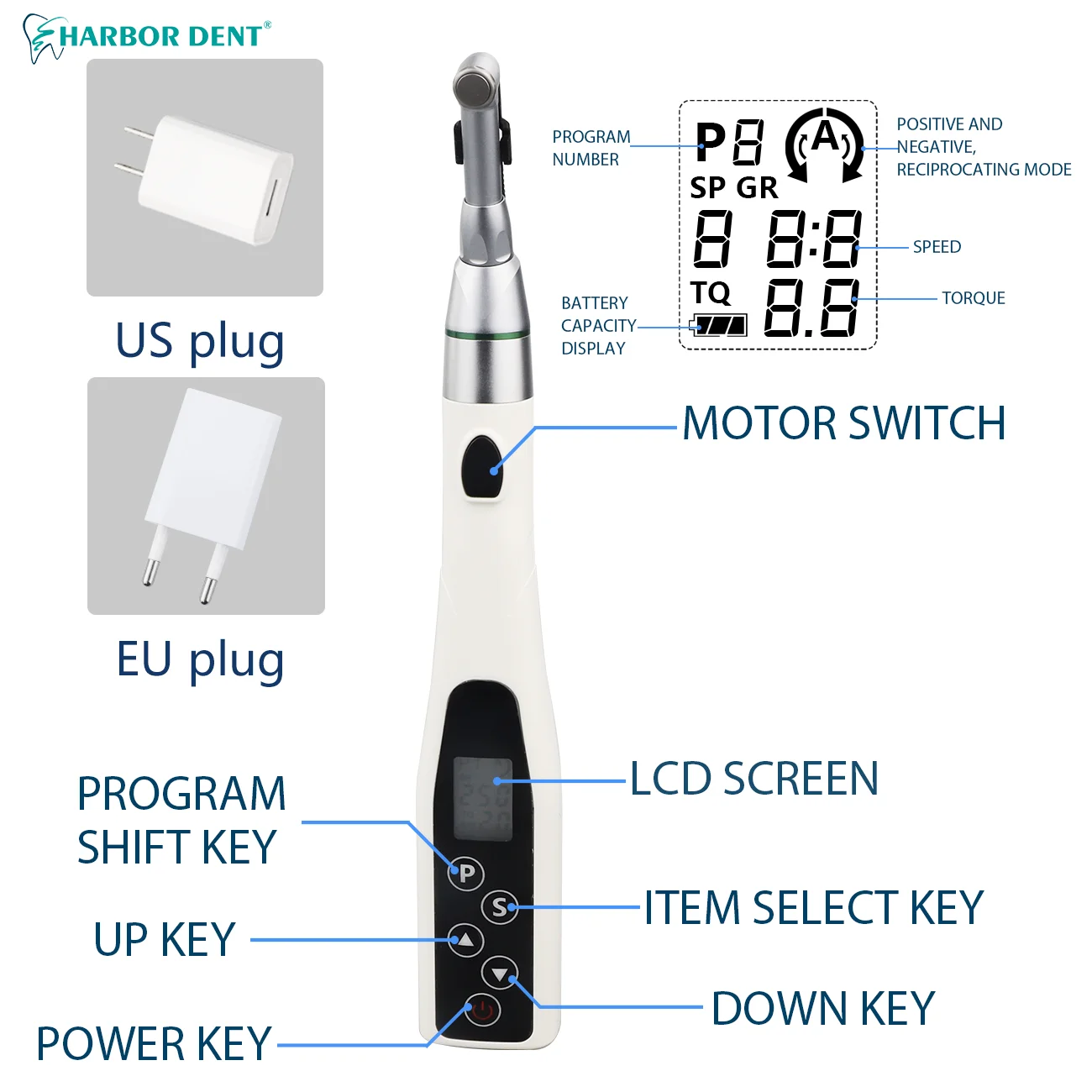 Dental Cordless Endo Motor Set Led Lamp 16 : 1 Reduction Contra Angle Wireless Endodontic Instrument Dentistry electric Machine