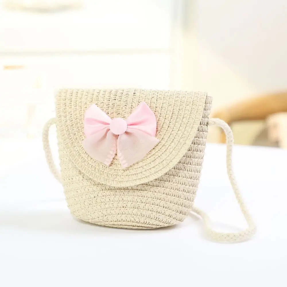 Flip Mini Straw Bag Summer Beach Handmade Woven Zipper Storage Basket Coin Purse Photo Props Crossbody Handbag