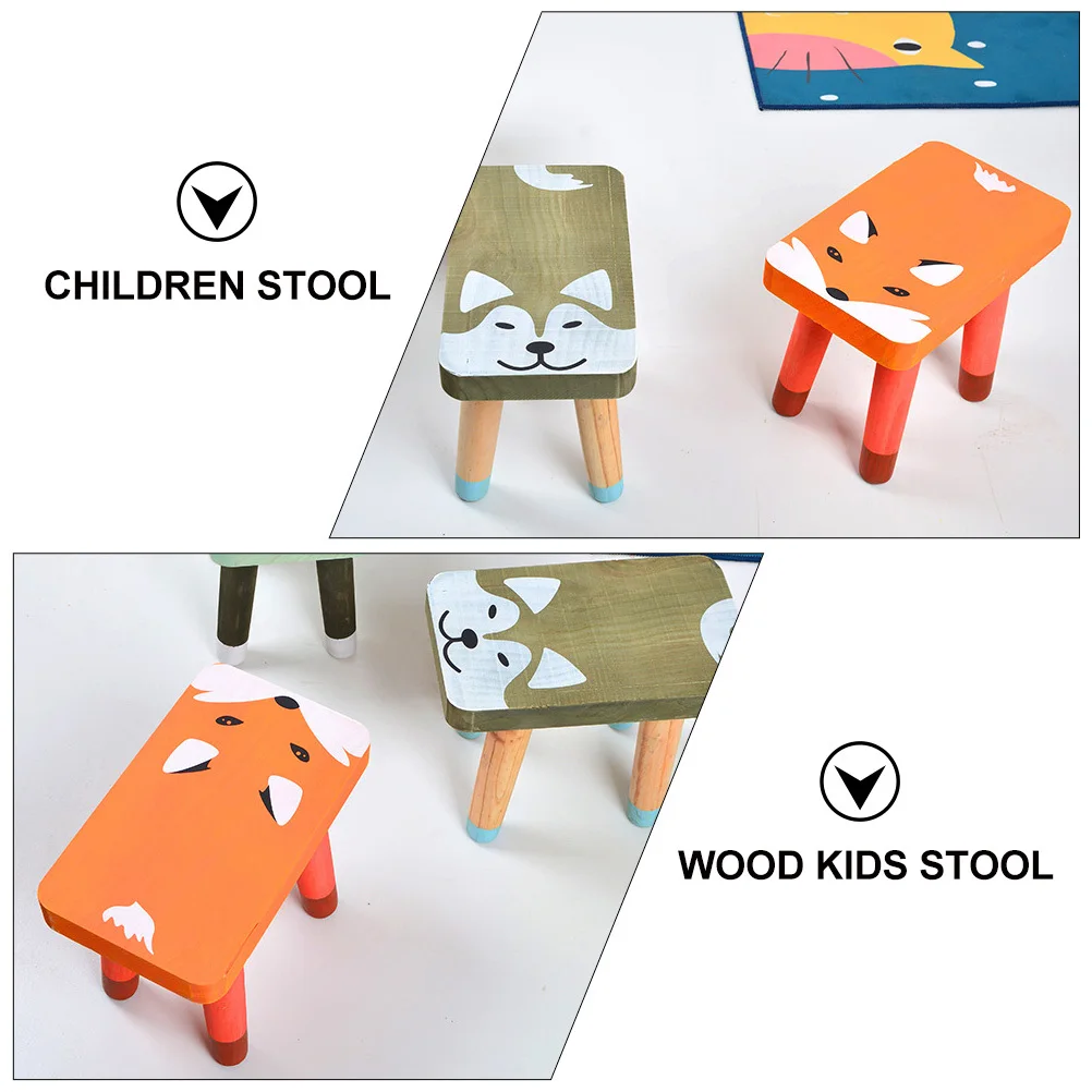 

1Pcs Cartoon Wood Footstool Animal Design Non-Slip Lightweight Step Stool Household Wooden Stool