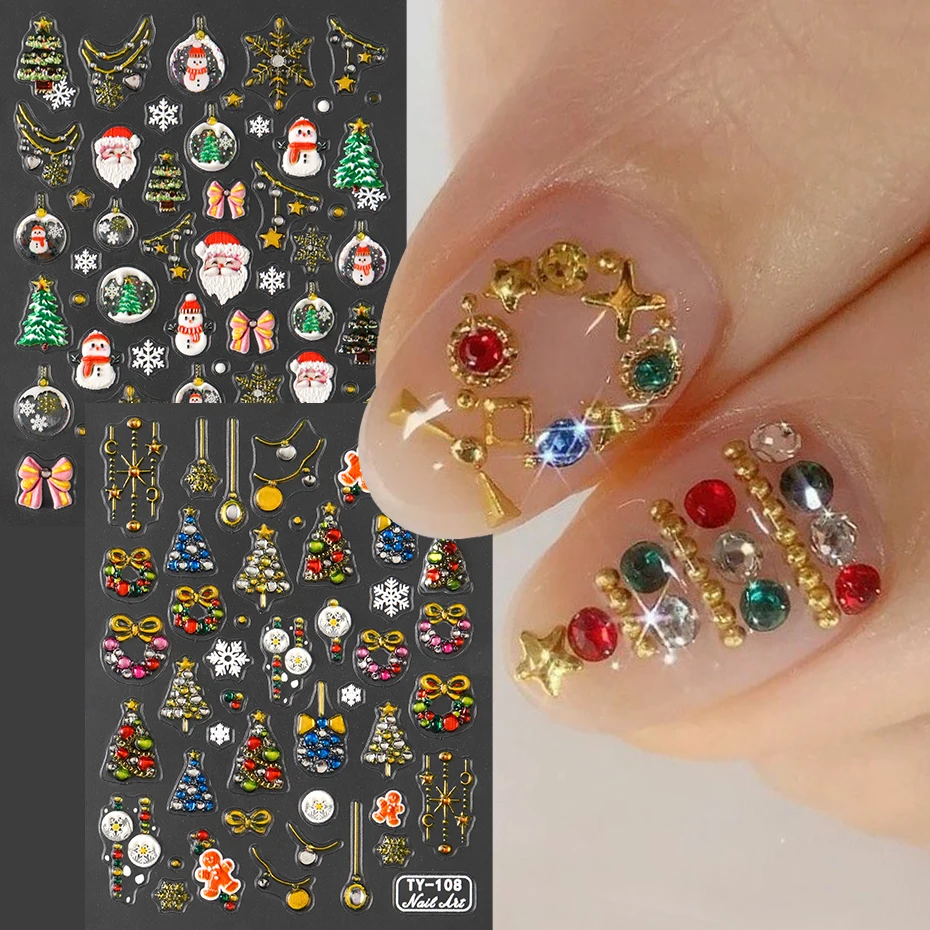 5D Jelly Weihnachtsbäume Nagelaufkleber Weihnachten Weihnachtsmann Schneeflocke Selbstklebende Nagelaufkleber Winter Urlaub Thema Maniküre Tipps