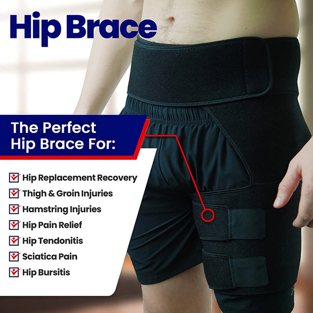 1 PCS Groin Hip Brace, Sciatica Support Wrap, Hamstring Compression Sleeve for Pulled Quadriceps Thigh Muscle, Hip Flexor Strain