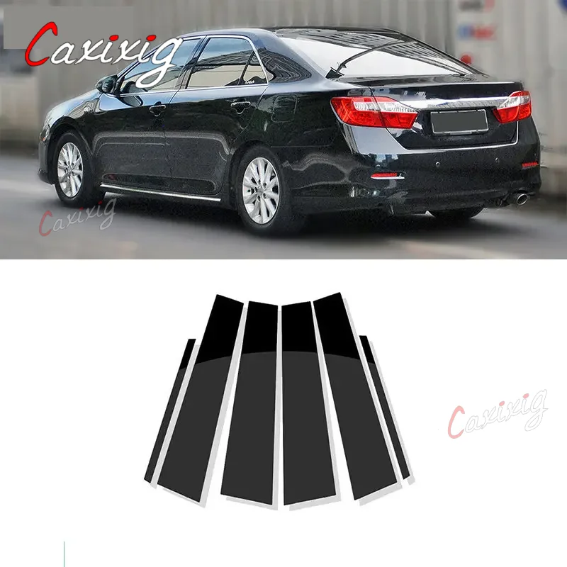 6Pcs Car Door Window Pillar post Trim Cover Sticker nero lucido per Toyota Camry 2012 2013 2014 2015 2016 2017