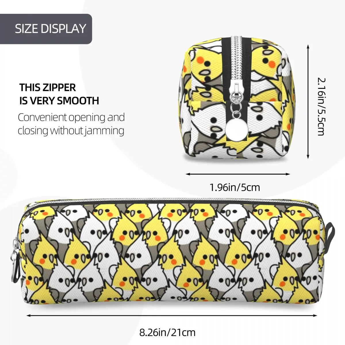 Cockatiel 앵무새 패턴 연필 케이스 학생을위한 동물 새 펜 상자 가방 대용량 학교 용품 화장품 연필 케이스