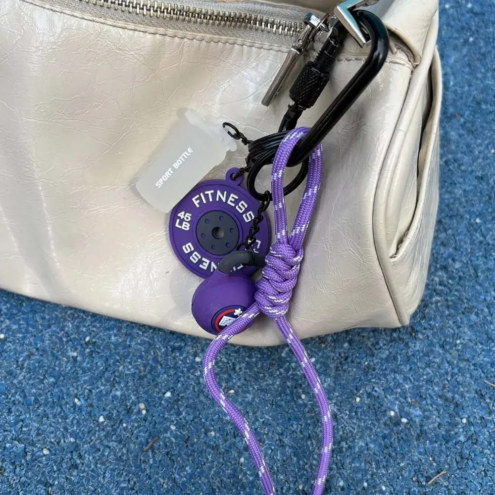 

Funny Multicolor Gym Series Key Chain Handmade Rope Sporty Style Bag Pendants Creative Kettlebell School Bag Charm