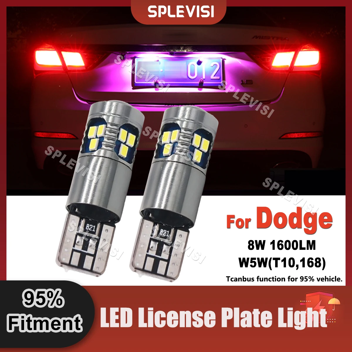 A Pair T10 168 194 LED License Plate Light Bulbs For Dodge  Avenger Caliber Charger Caravan Durango Journey Dakota Replace Lamp