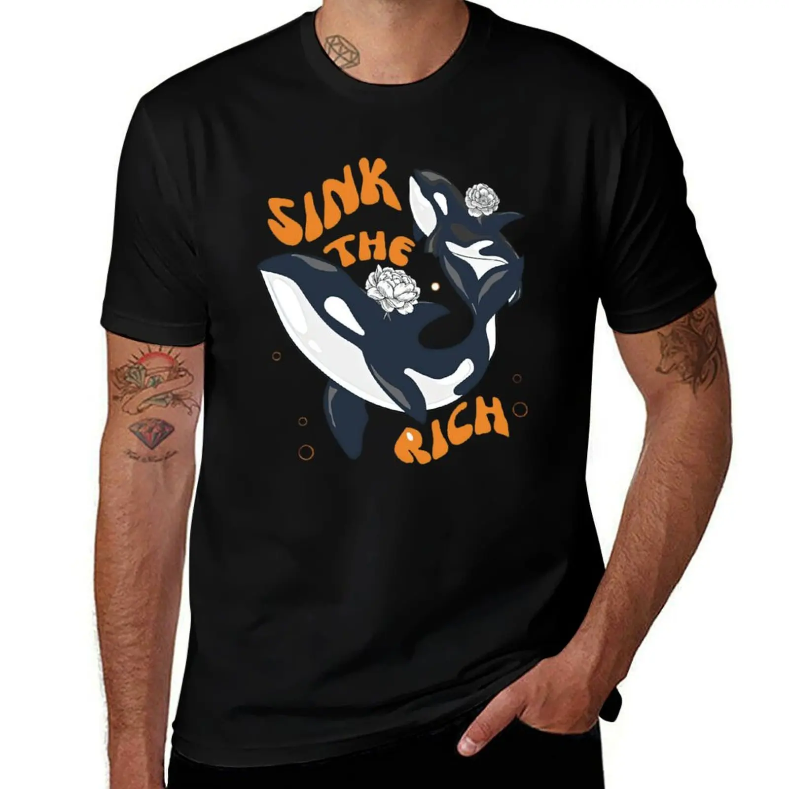 VIntage Sink The Rich - Gladis the Orca 2023 T-Shirt Luxury man sports fans funny meme t-shirts mens graphic t-shirts funny