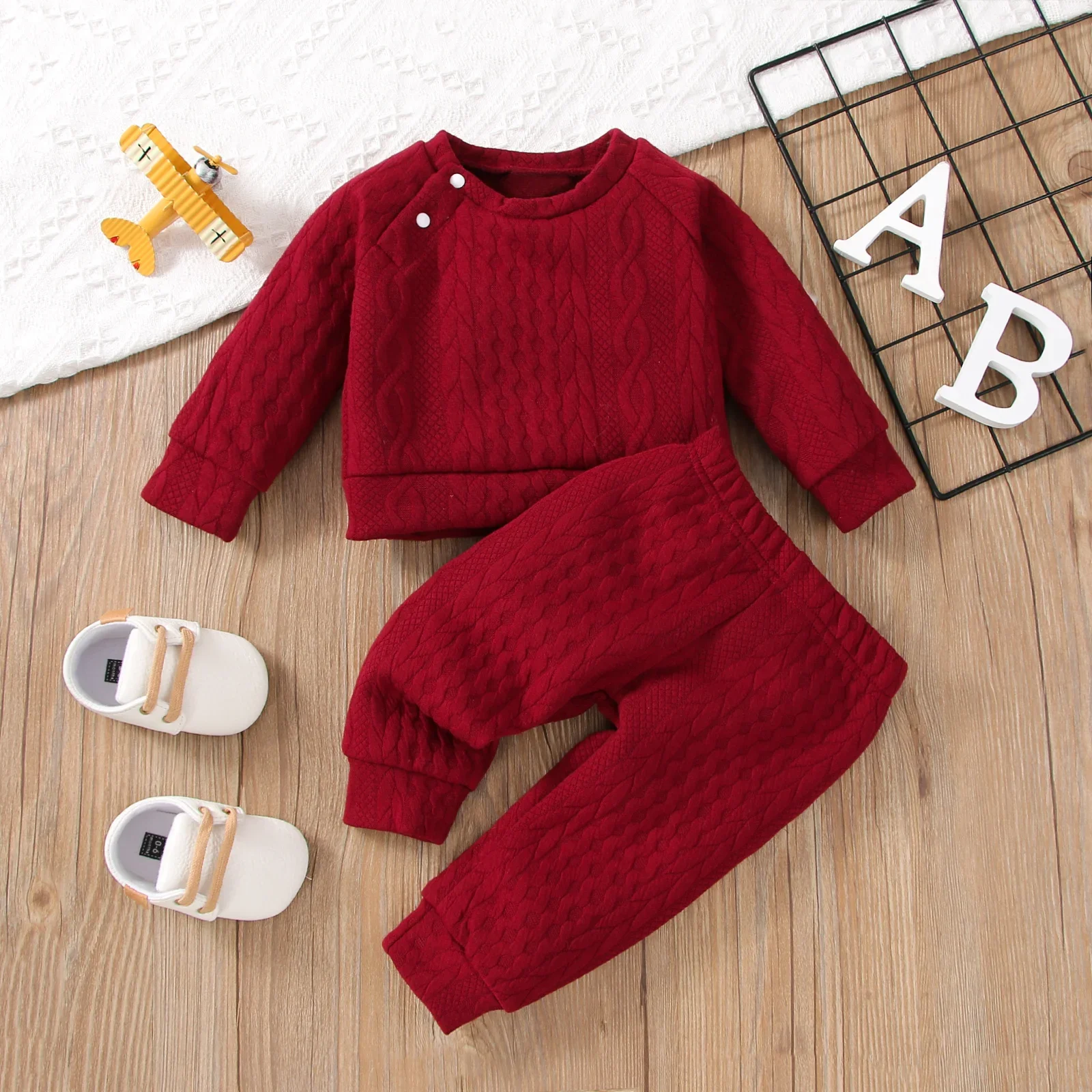 1-3 Years Baby Boy Girl Autumn&Winter Clothing Set Solid Long Sleeves Top+Pants 2PCS Casual Sport Warm Outfit for children Boys