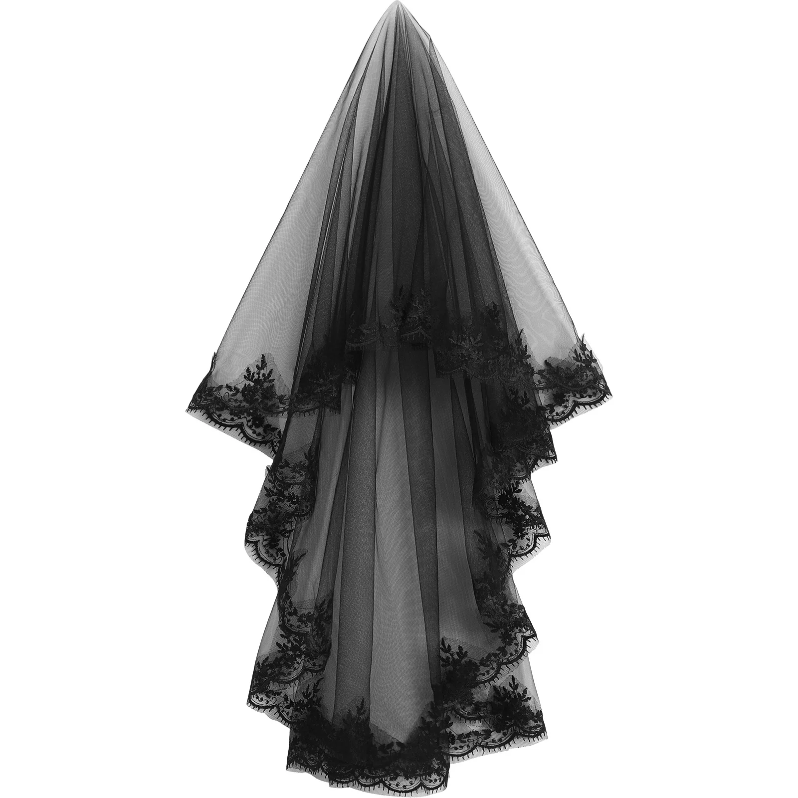 Merch Halloween Veil Headdress Decorations Black for Cosplay Short Funeral Wedding