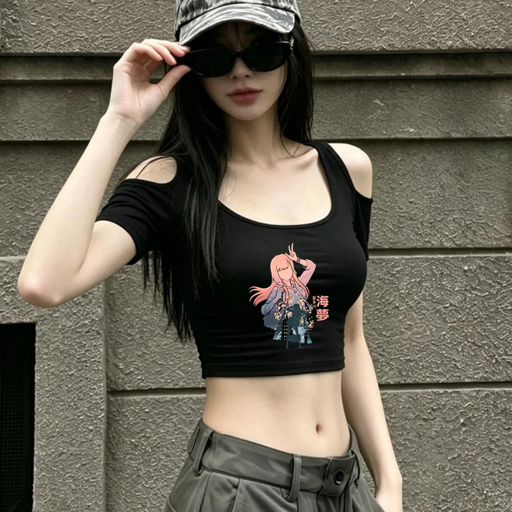 Marin Kitagawa cropped top women baddie kawaii clearance sales dollette korean fashion t shirt y2k goth graphic 2000s grunge