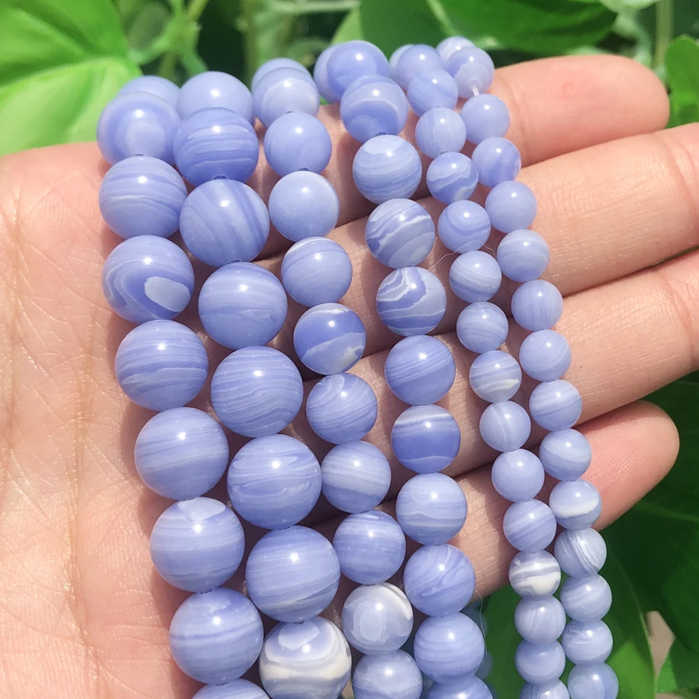 Natural Stone Beads Blue Lace Agates Beads Round Loose Beads for Jewelry Making Needlework Beads Diy Charms Bracelet 6/8/10mm