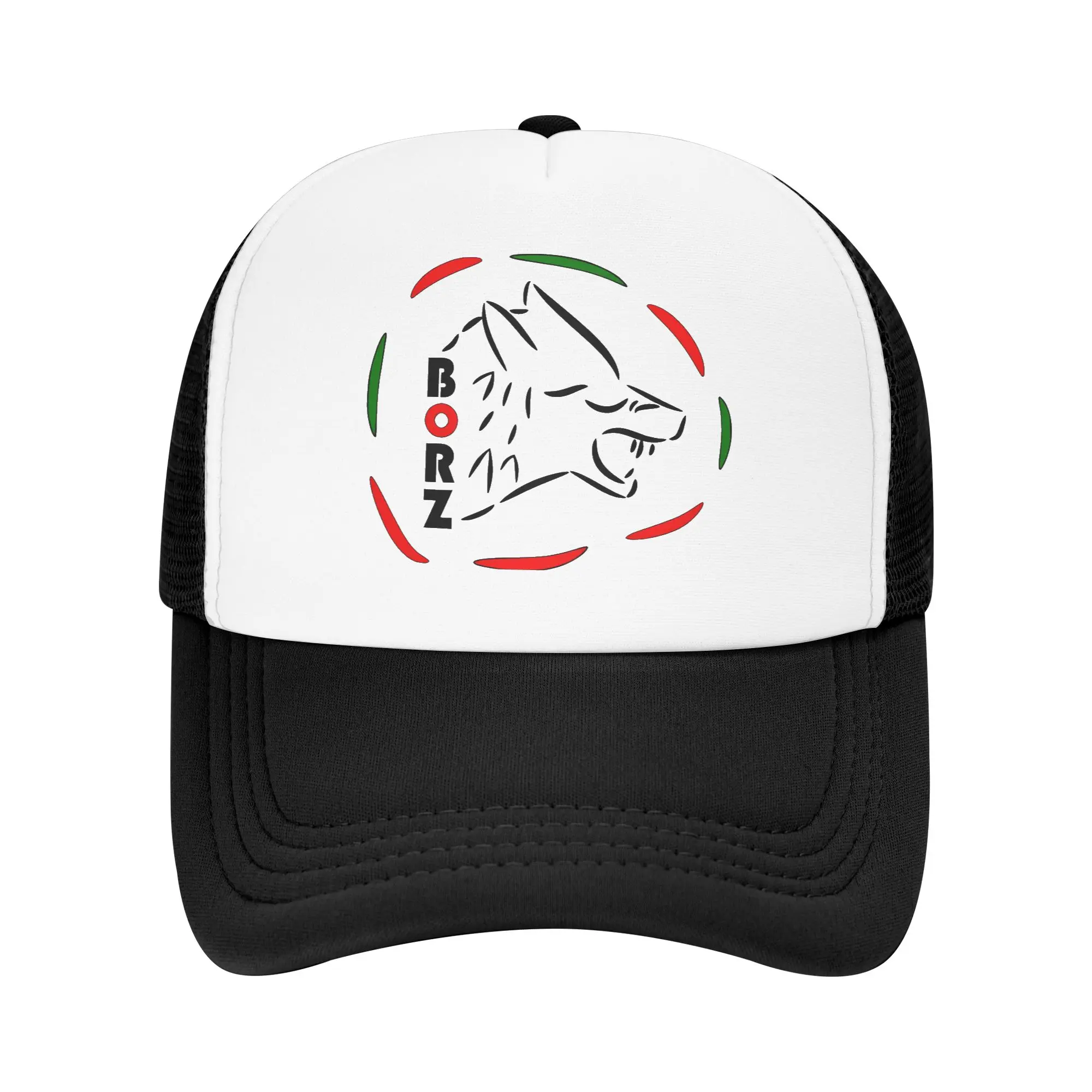 Chechen Wolf, Borz Design  Sun Hats Chechen Borz y2k Funny Couple Women Mesh Trucker Hat Breathable Baseball Cap Gift