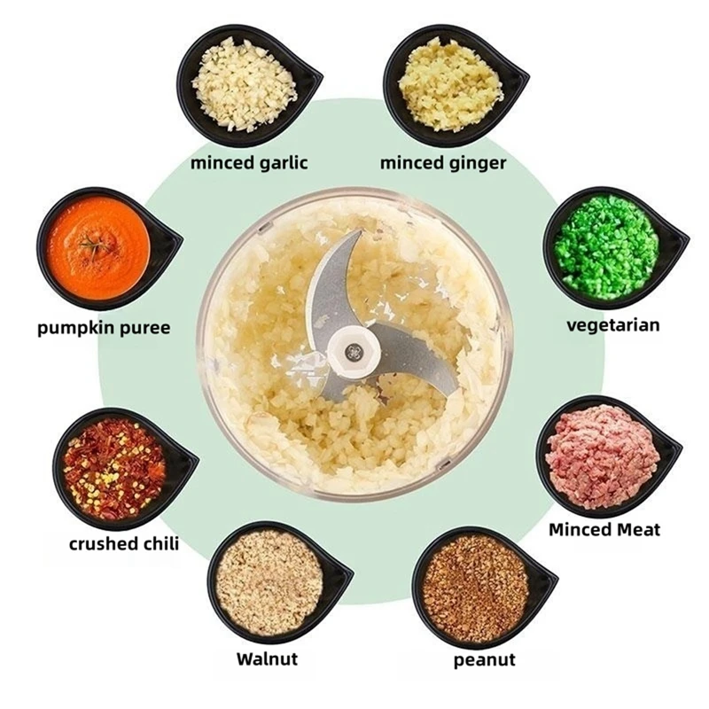 250ML Mini USB Electric Meat Grinder Garlic Chopper Rechargeable Crusher Food Processor