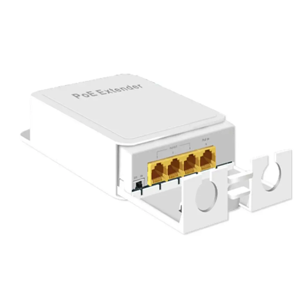 HORACO 4 portowy wodoodporny POE Repeater 100/1000Mbps zewnętrzna sieć POE Extender IP55 VLAN 44-57V 30W dla kamera POE Wierles F0E9