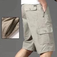 Pantalones cortos deportivos informales de talla grande para hombre, pantalones cortos Cargo rectos holgados a la moda, pantalones cortos cómodos de algodón para correr en la playa