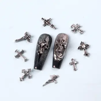 TSZS 50/包包 混搭龐克風3D復古十字架美甲飾品 混合形狀灰色十字架美甲飾品 指甲裝飾 10 最佳銷售 釘十字架吊墜 - №3