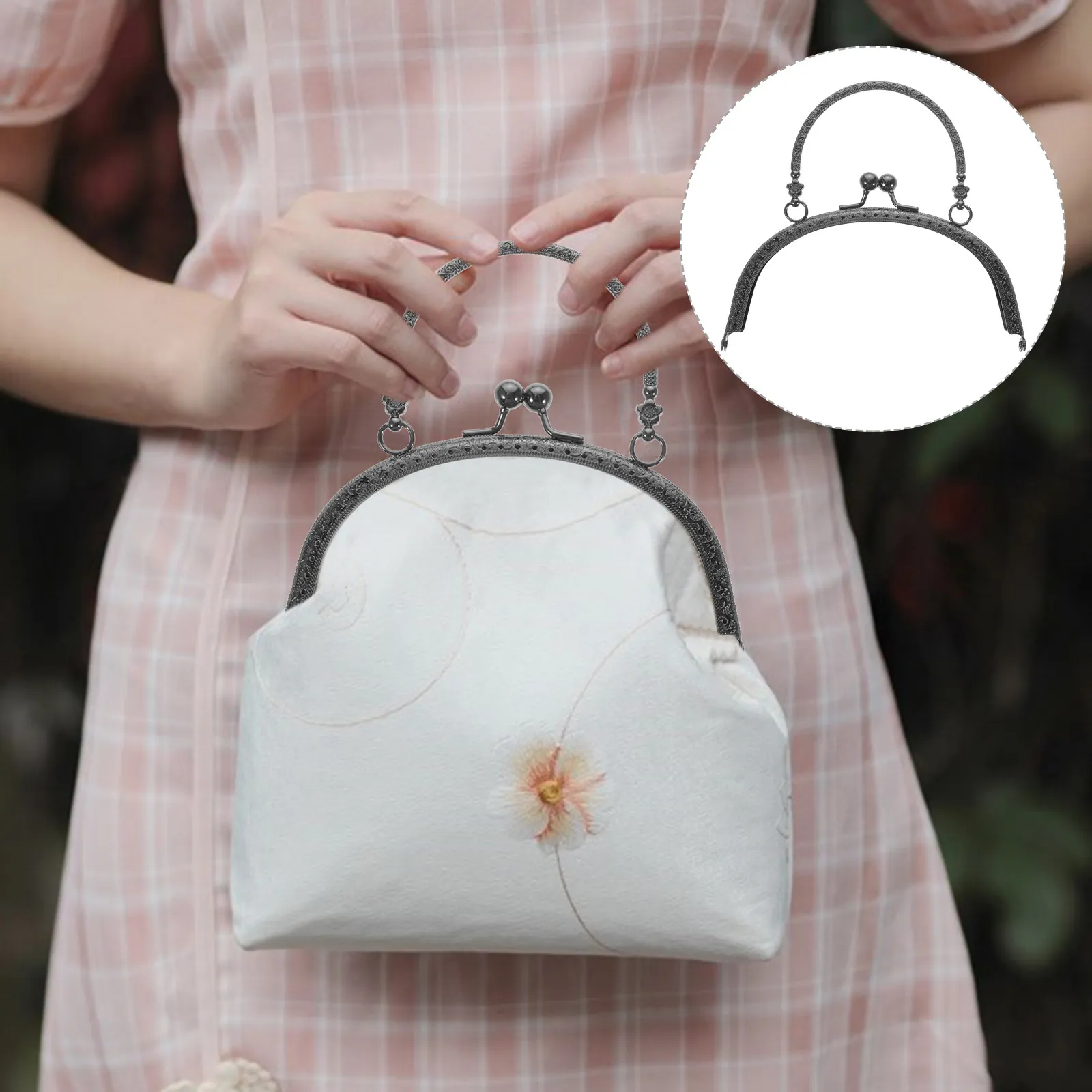 

1Pcs Semi Circle Handbag Accessory Durable DIY Clutch Replacement Metal Purse Frame Lightweight Portable Decorative Bag Clasp