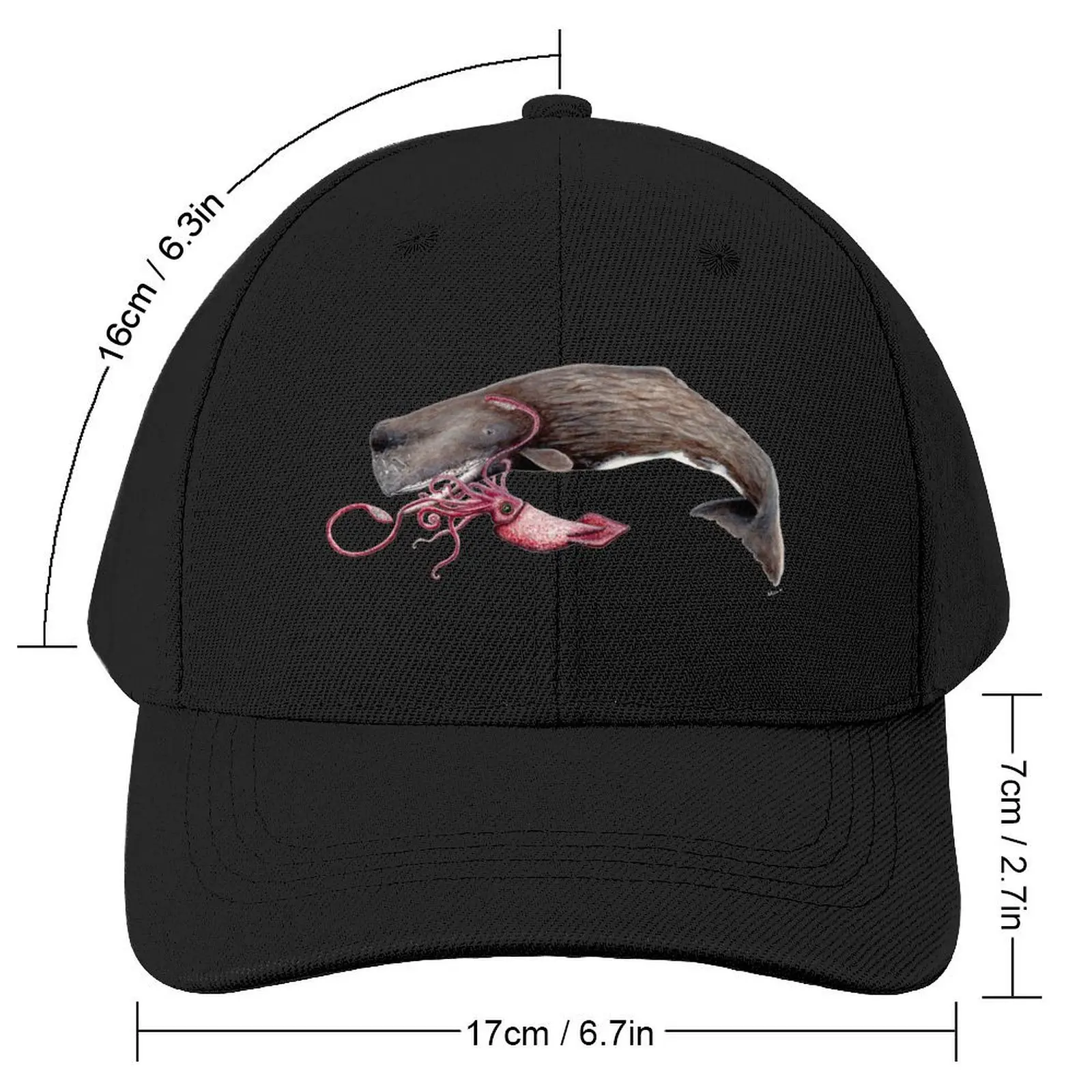 Sperm whale and squid battle Baseball Cap Luxury Brand Golf Wear Fishing cap Baseball Men Women's