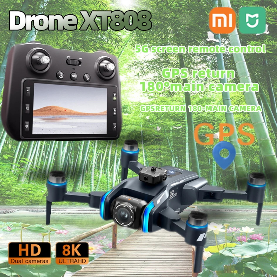 

Xiaomi XT808 MAX GPS Drone Screen Control 8K Professional HD Dual Camera 5G WIFI Obstacle Avoidance Head Brushless Motor Mijia