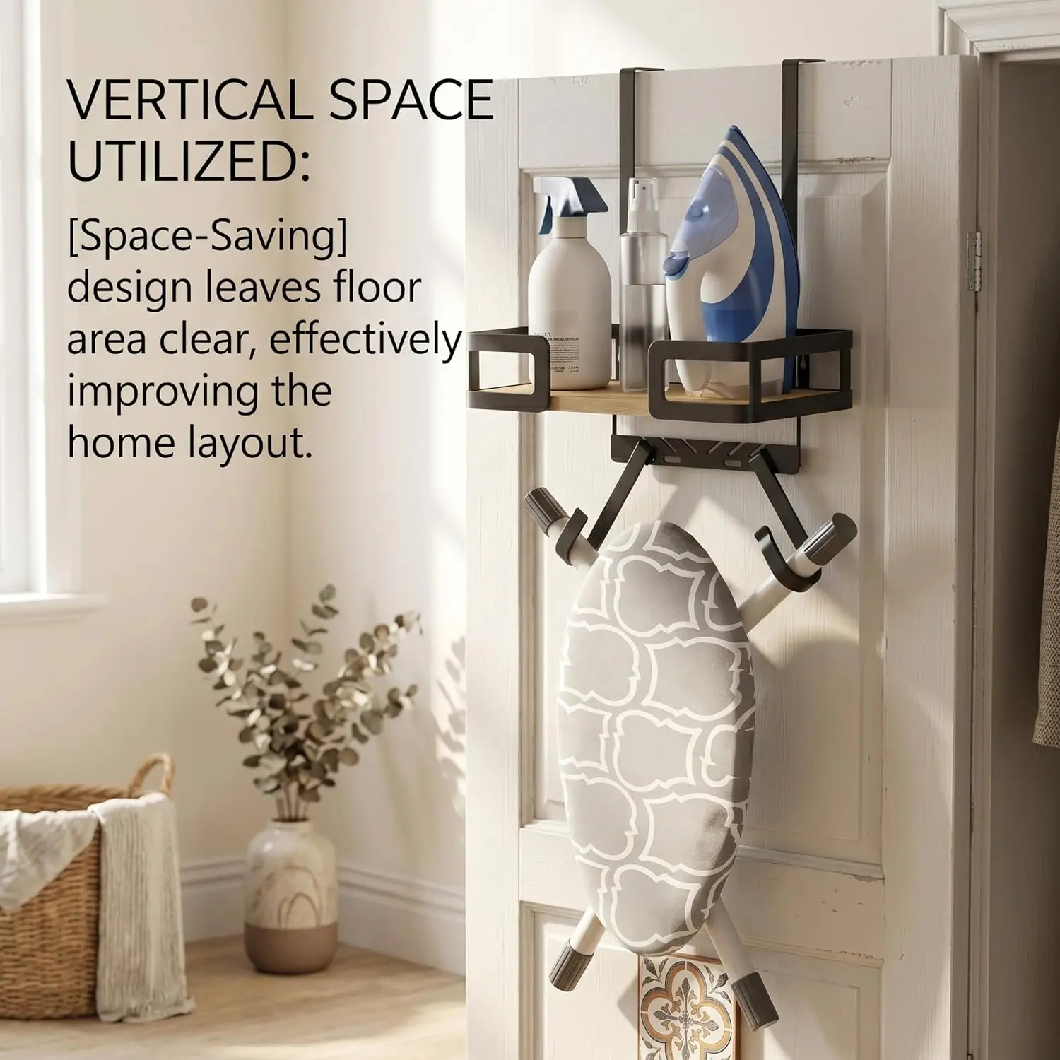 Ironing Board Hanger Wall Mount Crafted Wood Maximizes Space With Stylish Iron Holder Wall Mounted