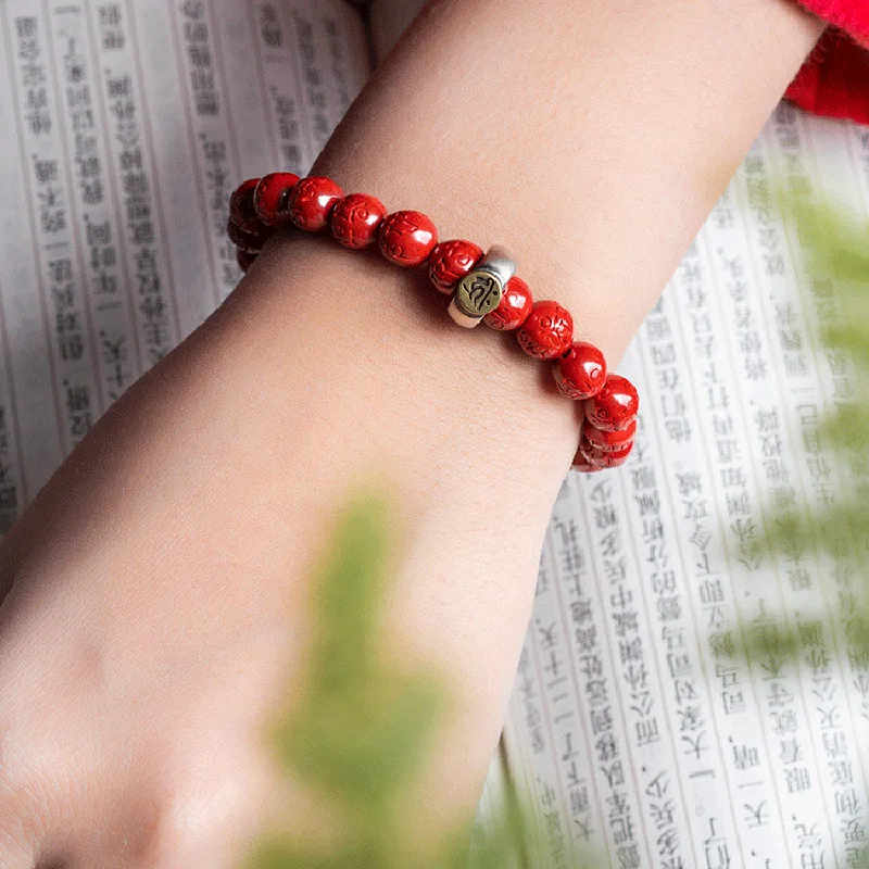 High-Content ,, Six-Character Mantra, Silver Guardian Deity Bracelet