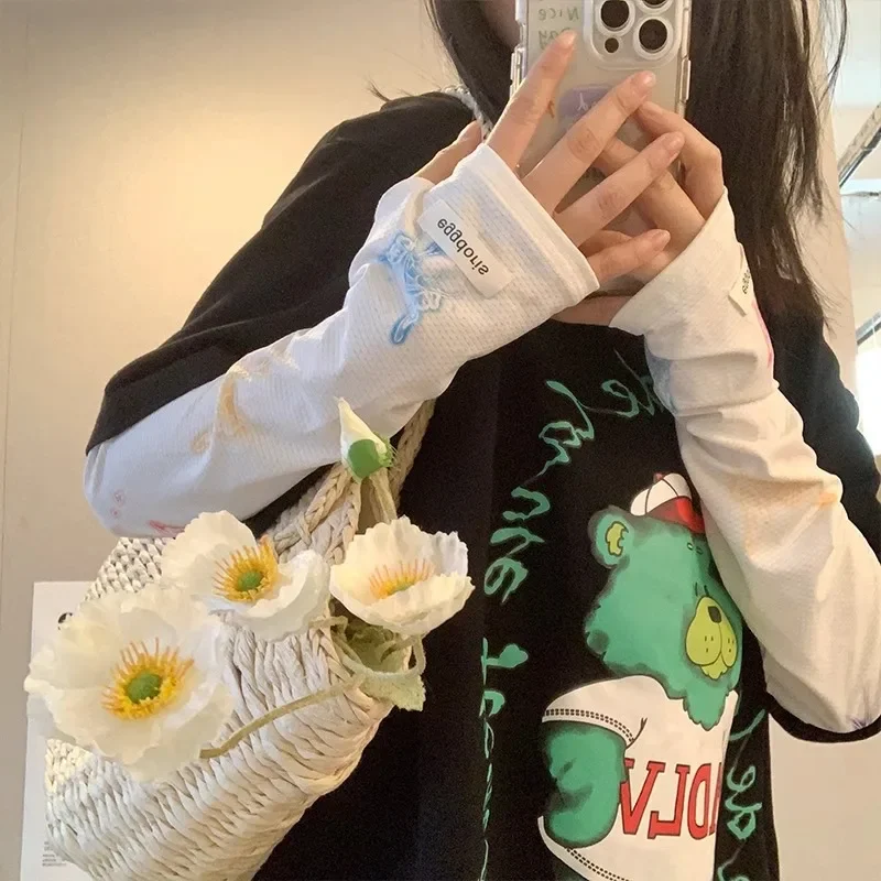 Женские рукава с защитой от ультрафиолета, градиентная бабочка, ледяной шелк, солнцезащитный рукав, рукава для верховой езды на открытом воздухе, защита от солнца, рукава