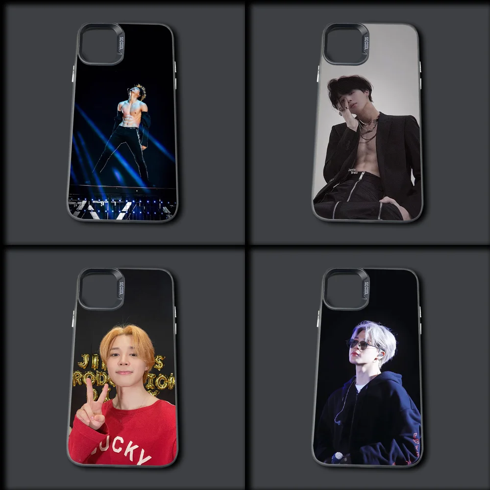 Singer J-JIMINS-S Boy Phone Case For iPhone 16,15,14,13,12,11,Mini,Pro,MAX Gray Drop Matte Shockproof Soft Cover