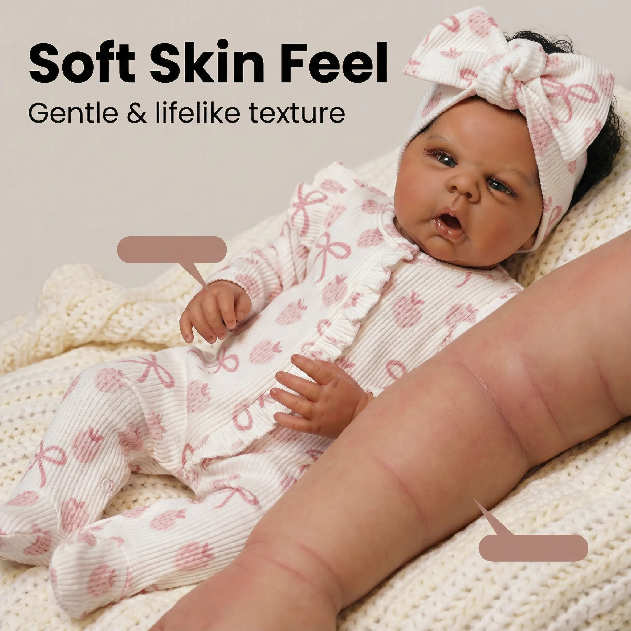 NPK 22inch Dark Brown Skin Rooted Hair Reborn Toddler Doll Hand Painted High Quality Collectible Art Doll Gounchi