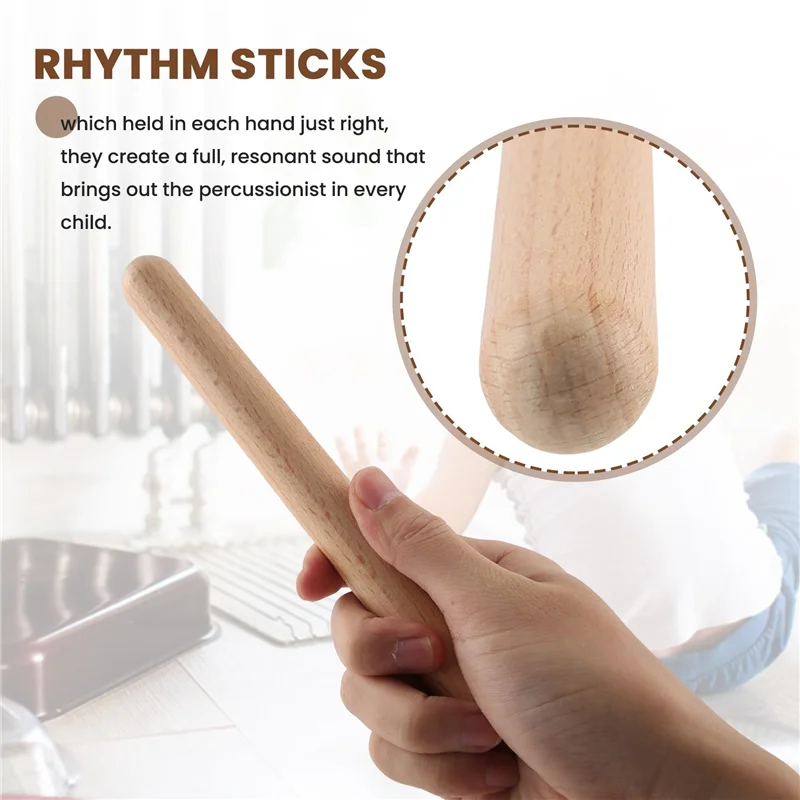 M15K6 Pairs Hout Claves Muzikale Slaginstrument Ritme Sticks Percussie Ritme Sticks Kinderen Muzikaal Speelgoed